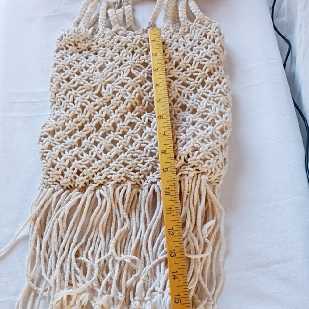 Polo Jeans Co.by Ralph Lauren Handcrafted Cream Macramé Bag - Picture 4 of 7